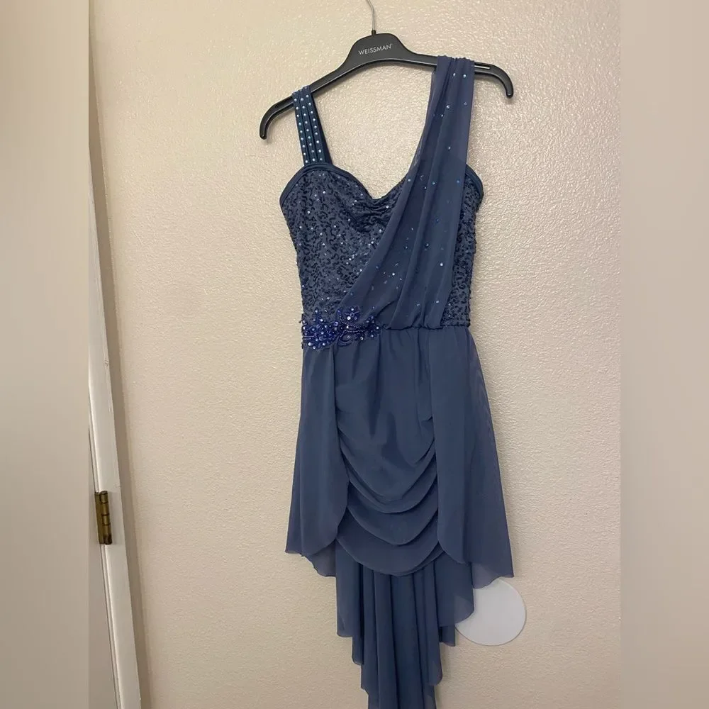 WEISSMAN Dance Costume dress mesh Chiffon Drape maxi One 14714 XSA adult